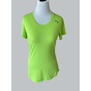 UNDER ARMOUR LADIES SHORT SLEEVE CREW NECK HEATGEAR SOLID GREEN TEE SIZE MEDIUM